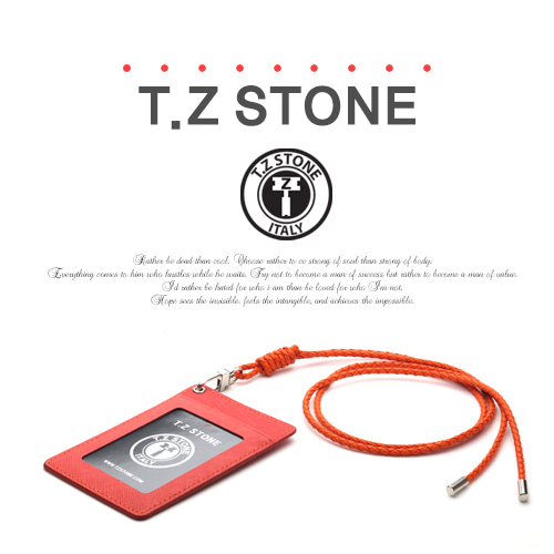 티지스톤-TZ1D214사피아노 오렌지목걸이형 카드지갑(투명창)